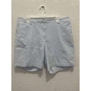 Lands End Seersucker Bermuda Shorts‎ Womens Size 16 Blue White Stripe